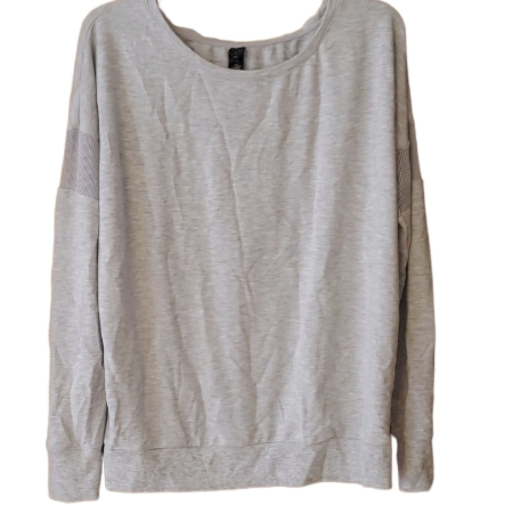 Yogalicious Womans Grey‎ Long Sleeve Top with Mesh Panels Size Large